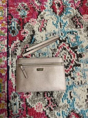 kate spade metallic rose gold wristlet clutch